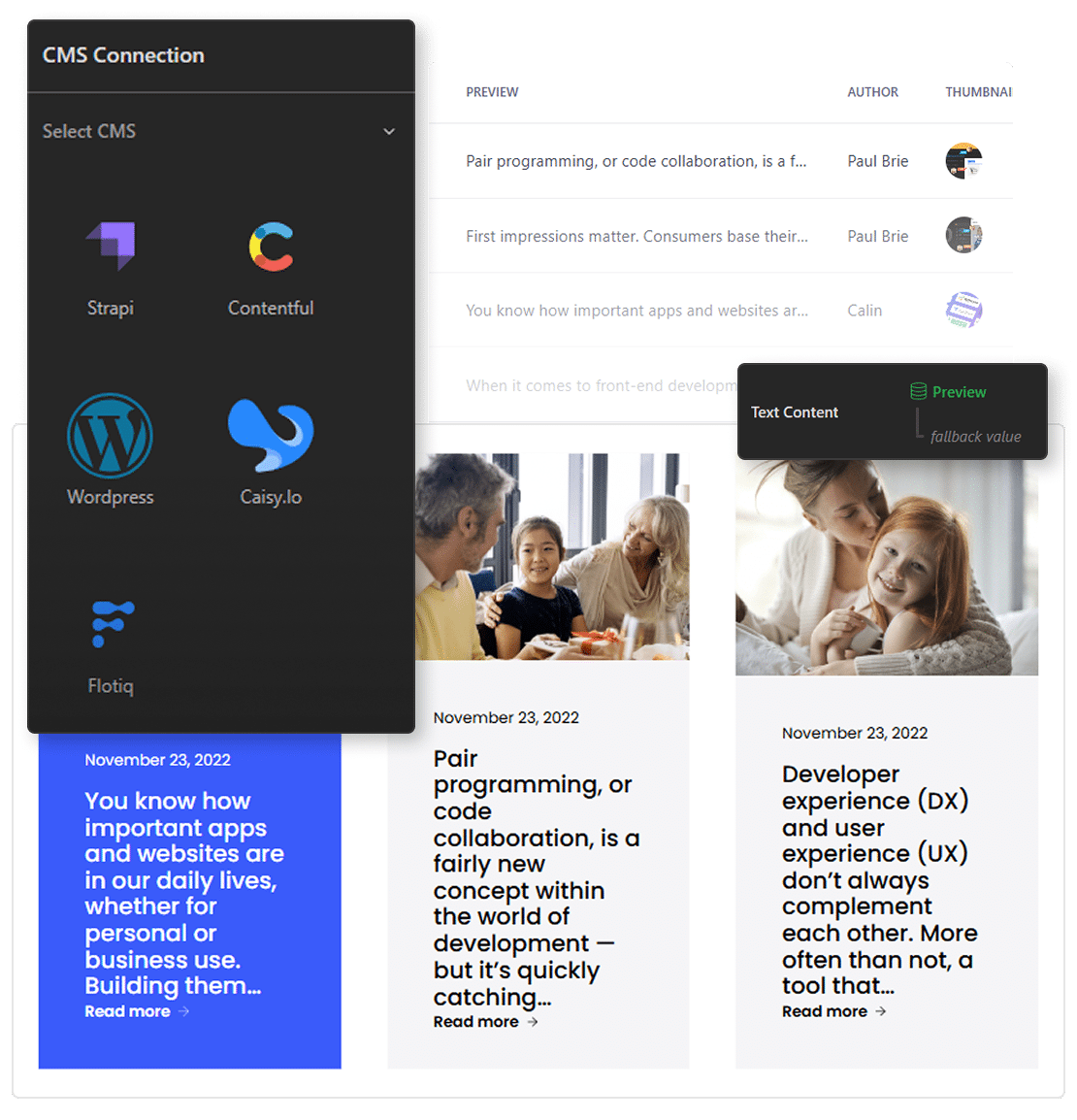 Image with Headless CMS options in TeleportHQ